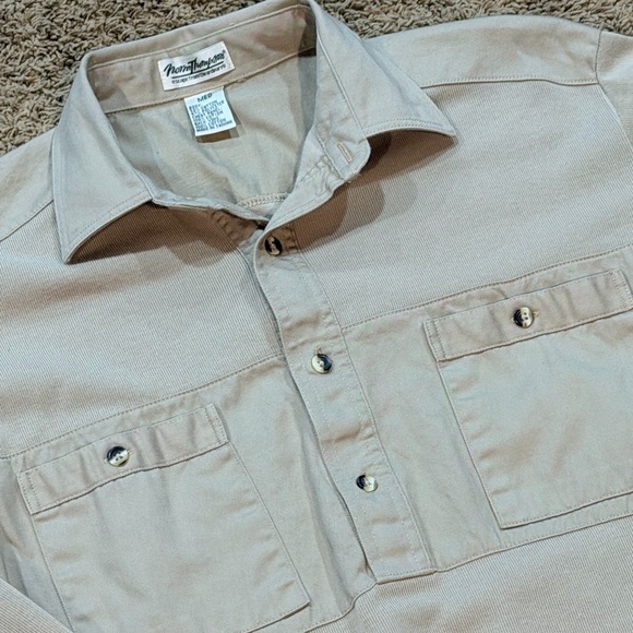 Vintage Norm Thompson Pullover Shirt Mens Med Long Sleeve Double Pocket 90s - Picture 1 of 5